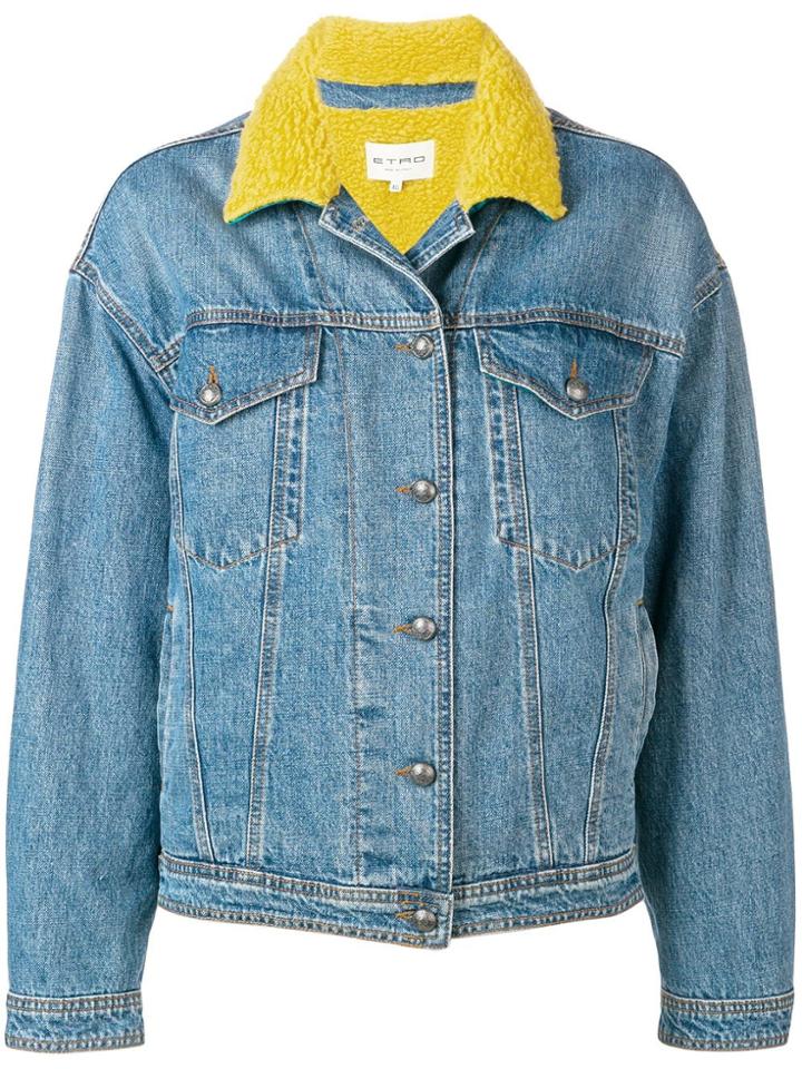 Etro Contrast Collar Denim Jacket - Blue