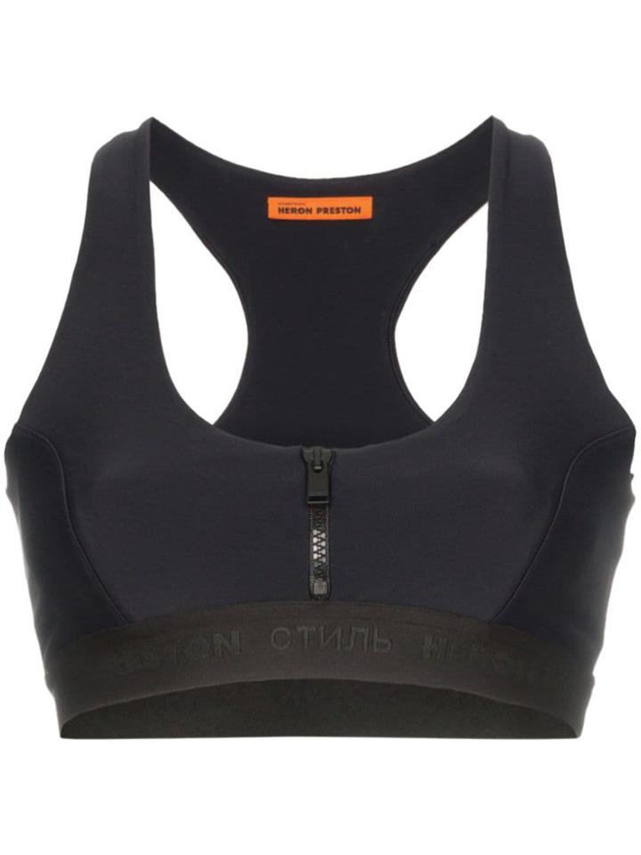 Heron Preston Zip-up Front Sleeveless Crop Top - Black