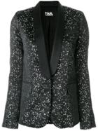 Karl Lagerfeld Jacquard Tuxedo Blazer - Black