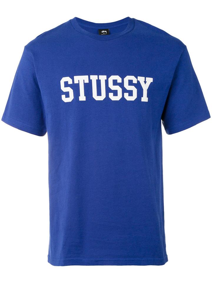 Stussy - Logo Printed T-shirt - Men - Cotton - L, Blue, Cotton