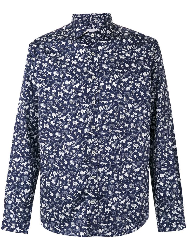 Etro - Animal Print Shirt - Men - Cotton - M, Blue, Cotton