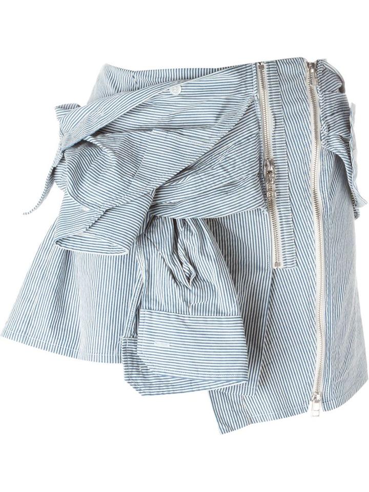 Faith Connexion Striped Tied Sleeve Skirt, Women's, Size: Medium, Blue, Cotton