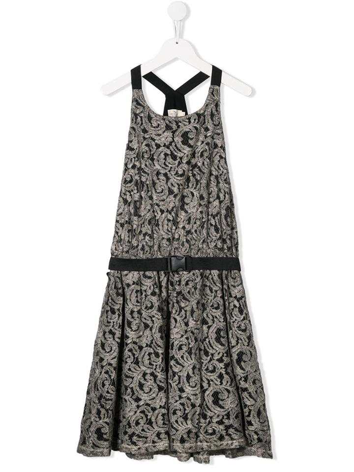 Andorine Teen Belted Lace Dress - Grey