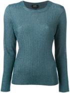 A.p.c. Fitted Crewneck Sweater, Women's, Size: Small, Blue, Polyester/viscose