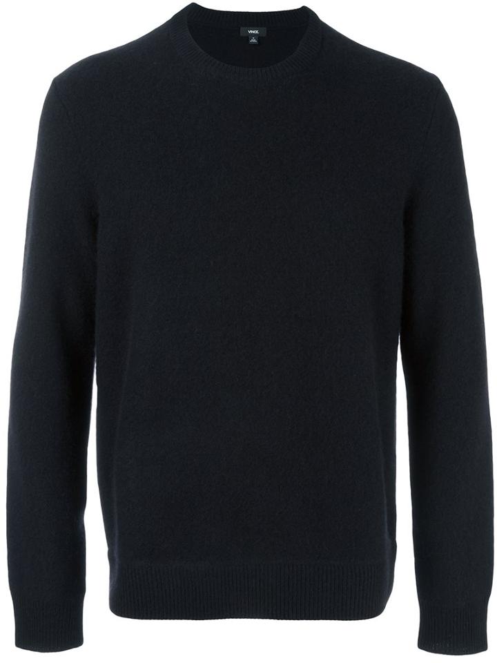 Vince Crew Neck Sweater, Men's, Size: Large, Black, Cashmere