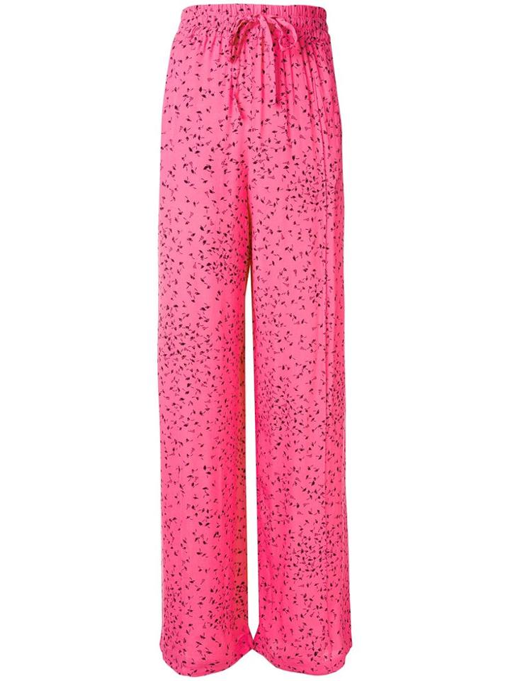 Ganni Floral Print Palazzo Trousers - Pink