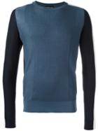 Emporio Armani Contrast Jumper, Men's, Size: Large, Blue, Cotton/silk