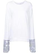 Water Striped Cuff Sweatshirt - White