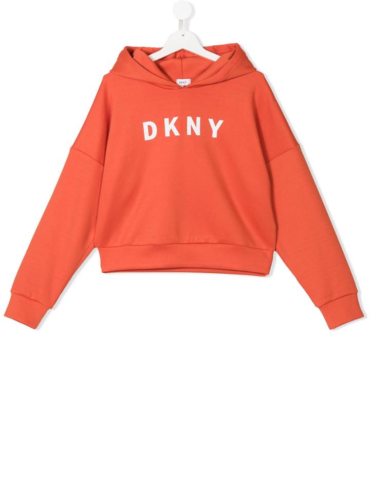 Dkny Kids Teen Branded Hoodie - Yellow & Orange