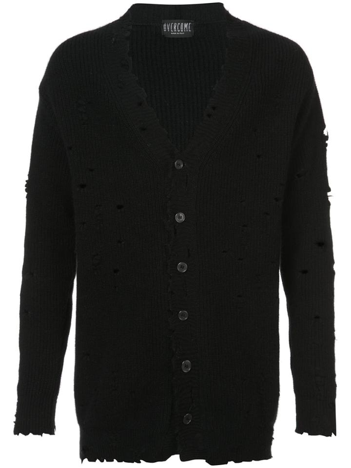 Overcome Distressed Cardigan - Black