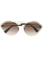 Versace Eyewear Top Bar Round Frame Sunglasses - Gold