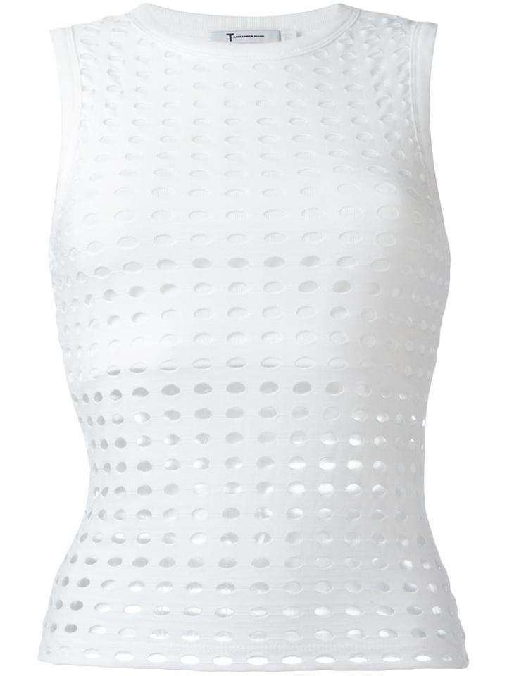 T By Alexander Wang Perforated Jacquard Tank Top, Women's, Size: Xs, White, Polyester/rayon/spandex/elastane