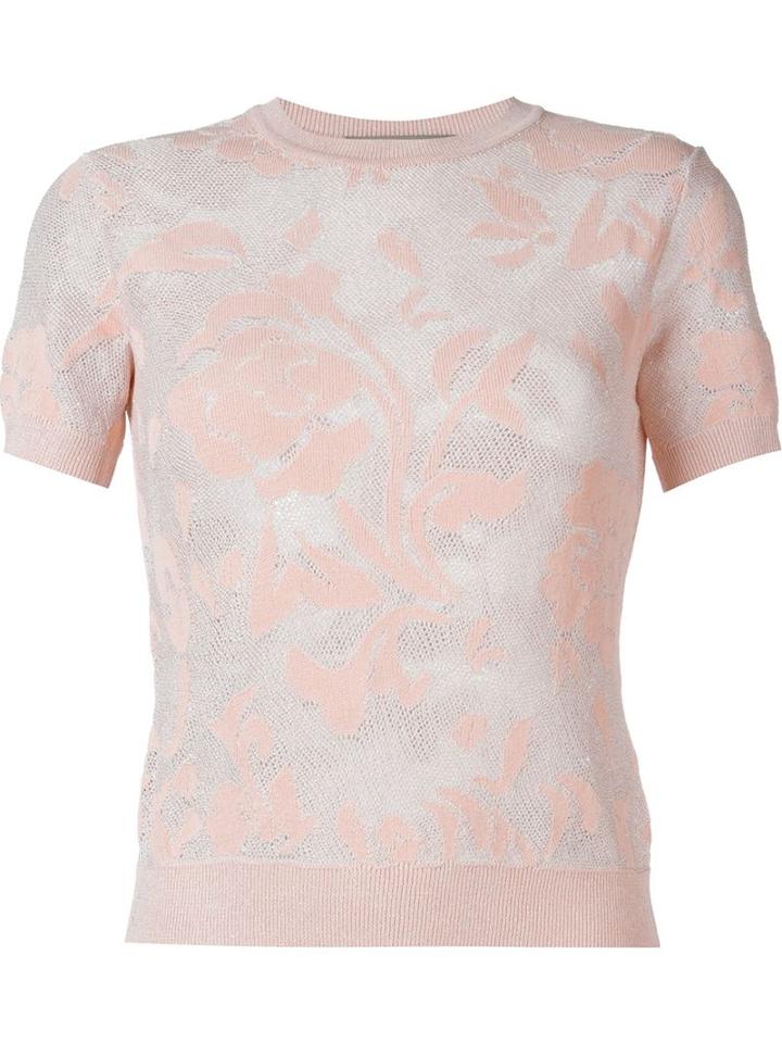 Ermanno Scervino Floral Jacquard Knit Top, Women's, Size: 40, Pink/purple, Polyamide/polyester/viscose
