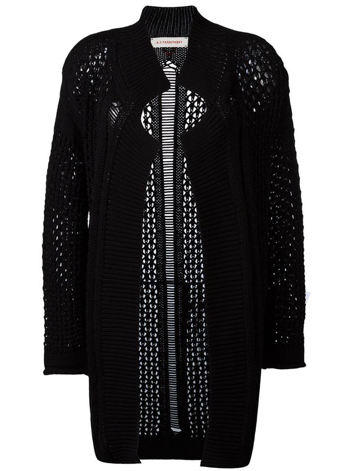 A.f.vandevorst Open Knit Cardigan, Women's, Size: 40, Black, Cotton/polyamide