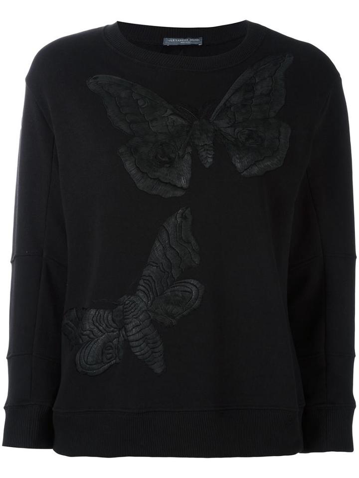 Alexander Mcqueen Moth Embroidered Sweatshirt, Women's, Size: 42, Black, Cotton/polyester/viscose