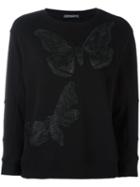 Alexander Mcqueen Moth Embroidered Sweatshirt, Women's, Size: 42, Black, Cotton/polyester/viscose
