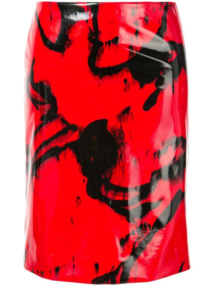 Ck Calvin Klein Printed Vinyl-effect Skirt - Red