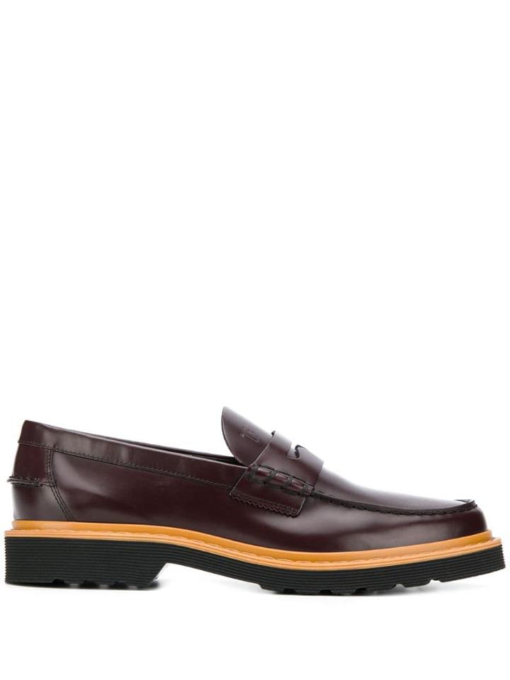 Tod's Ribbed Sole Loafers - Red