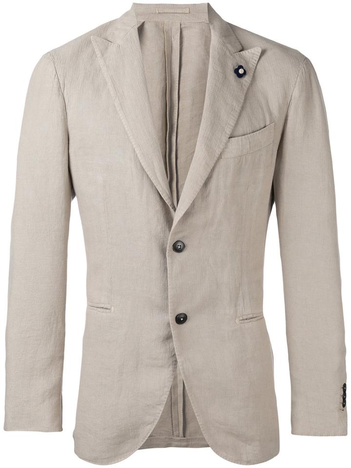 Lardini Two-button Suit, Men's, Size: 50, Nude/neutrals, Hemp/polyester