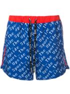 The Upside - Color Block Printed Shorts - Men - Polyester/spandex/elastane - M, Blue