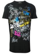 Dsquared2 Graffiti Curved Hem T-shirt, Men's, Size: Large, Black, Cotton
