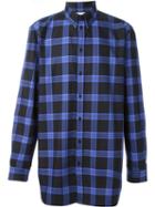 Givenchy Long Plaid Shirt, Men's, Size: 39, Black, Cotton
