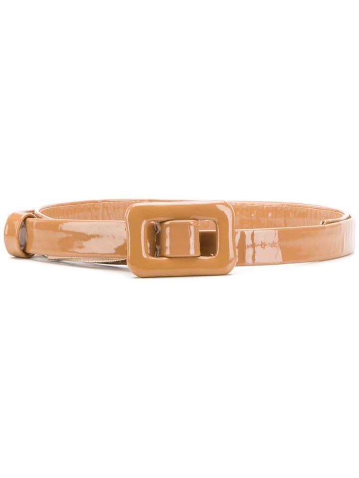 Lanvin Shiny Leather Buckle Belt - Brown