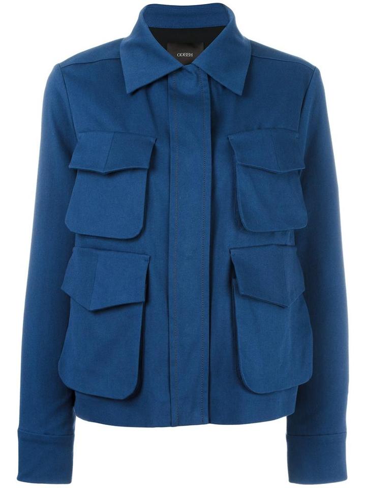 Odeeh Patch Pocket Jacket, Women's, Size: 40, Blue, Cotton/lyocell/viscose/polyester