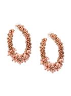 Oscar De La Renta Beaded Pearl Hoop Earrings - Pink