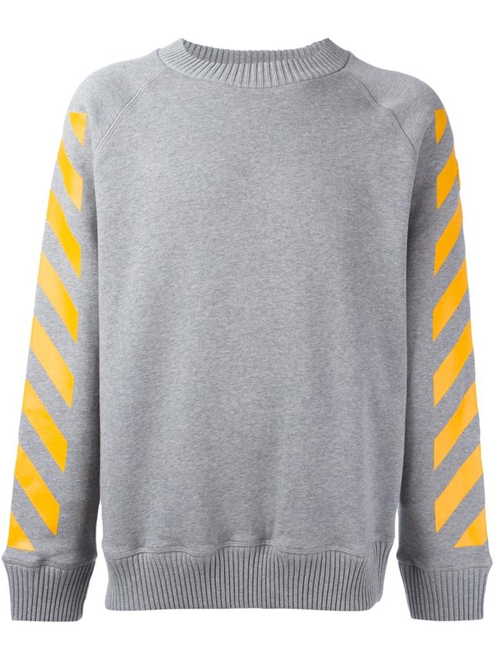 Moncler X Off-white Striped Sleeved Sweatshirt, Men's, Size: Medium, Grey, Cotton