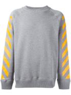 Moncler X Off-white Striped Sleeved Sweatshirt, Men's, Size: Medium, Grey, Cotton