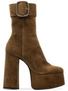 Saint Laurent Billy Suede Ankle Boots - Brown