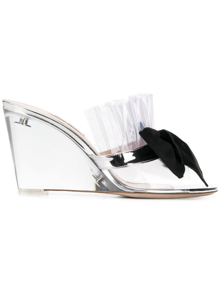 Miu Miu Clear Bow Mules - White