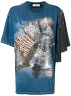 Night Market Landscape Embroidered T-shirt - Blue