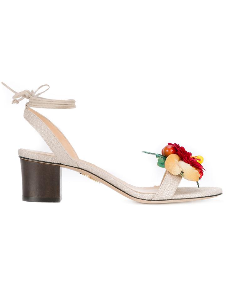 Charlotte Olympia Floral Sandals - Nude & Neutrals