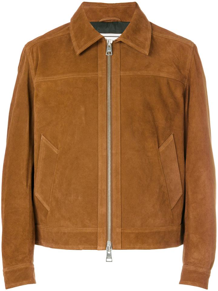 Ami Alexandre Mattiussi Suede Leather Zipped Jacket - Brown