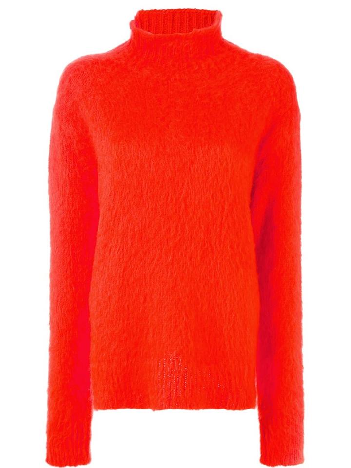 Msgm High Neck Jumper, Women's, Size: Medium, Yellow/orange, Acrylic/polyamide/mohair