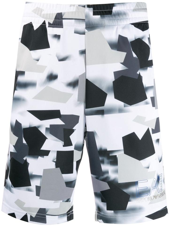 Ea7 Emporio Armani Camouflage Printed Track Shorts - Green