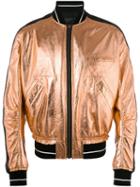 Haider Ackermann Metallic (grey) Bomber Jacket, Men's, Size: Small, Leather/cotton/rayon