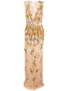 Elisabetta Franchi Embellished V-neck Dress - Metallic