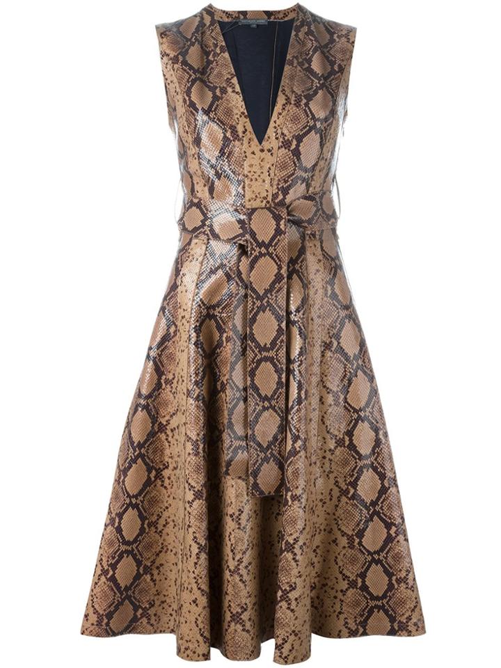 Alexander Mcqueen Python Print Dress - Brown