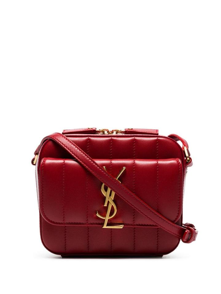 Saint Laurent Red Vicky Padded Leather Camera Bag