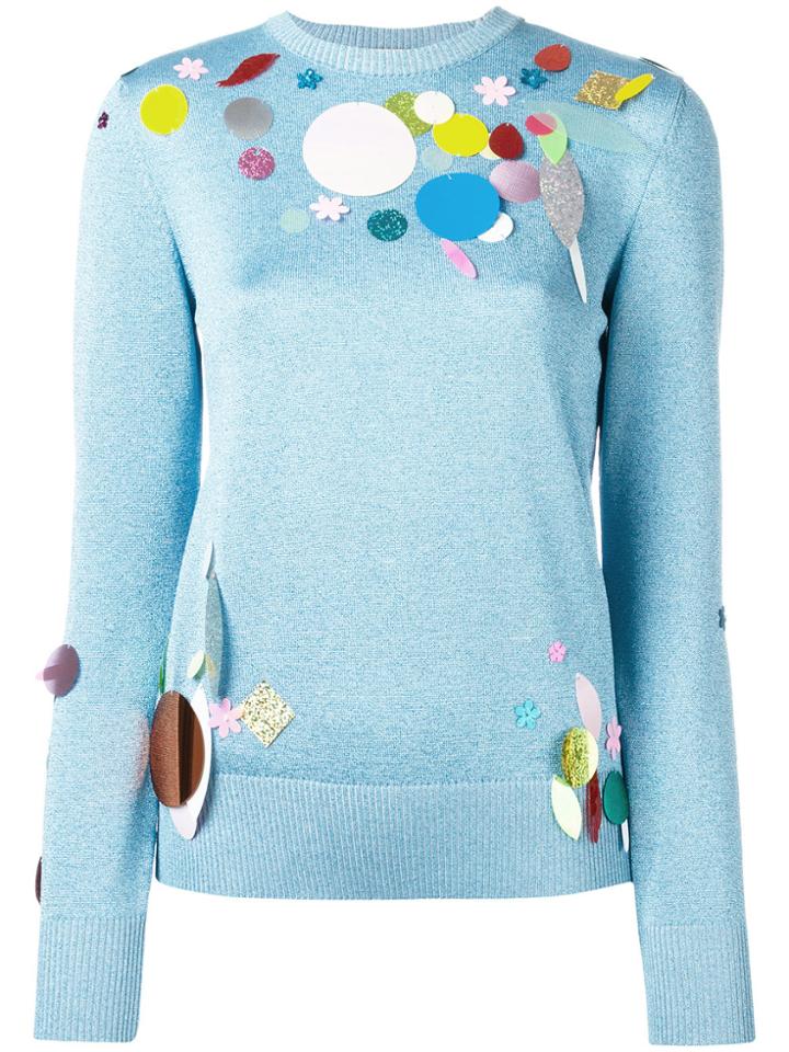 Christopher Kane Sequin Detail Metallic Sweater - Blue