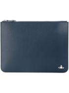 Vivienne Westwood - Top Zip Clutch Bag - Men - Leather - One Size, Blue, Leather