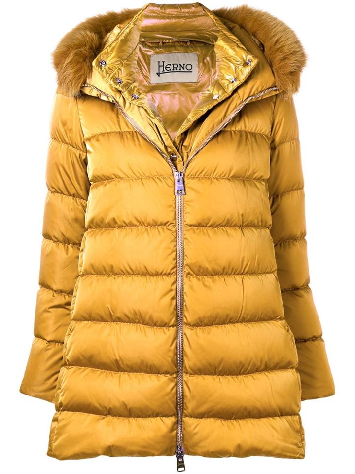 Herno Fur Trimmed Parka - Yellow & Orange