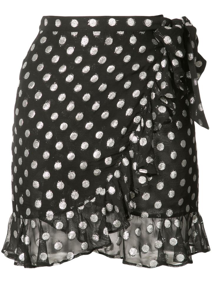 Dodo Bar Or - Polka Dot Ruffle Skirt - Women - Viscose/metallic Fibre - 44, Black, Viscose/metallic Fibre