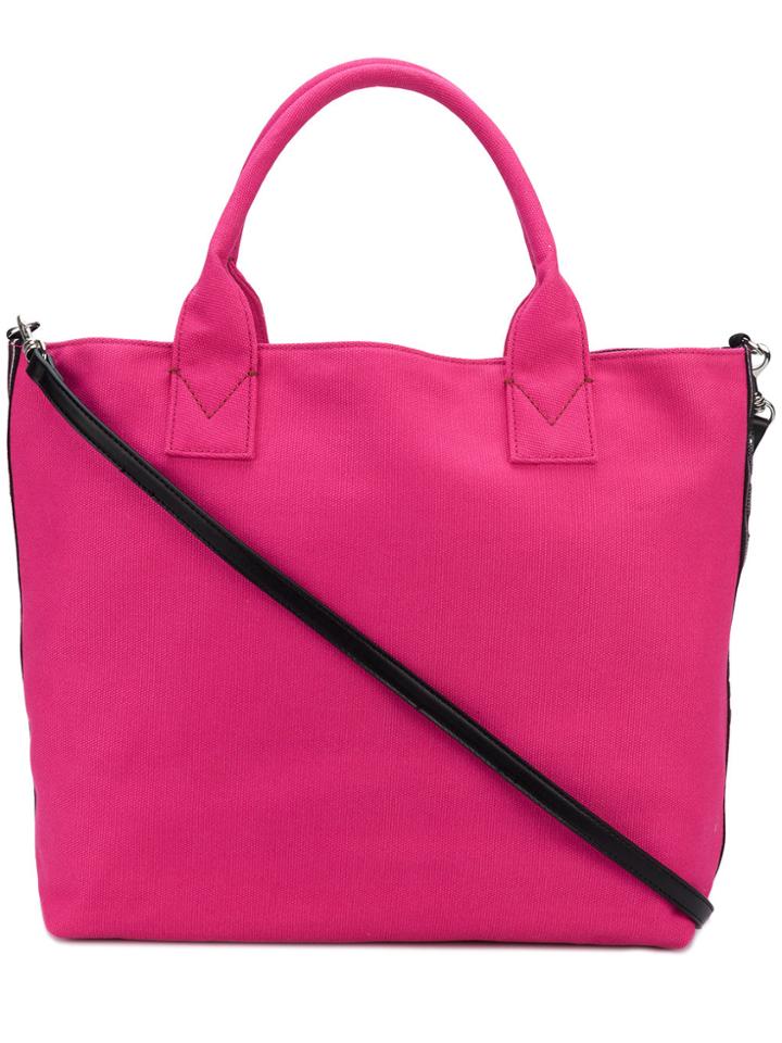 Pinko Embellished Branding Tote Bag - Pink & Purple