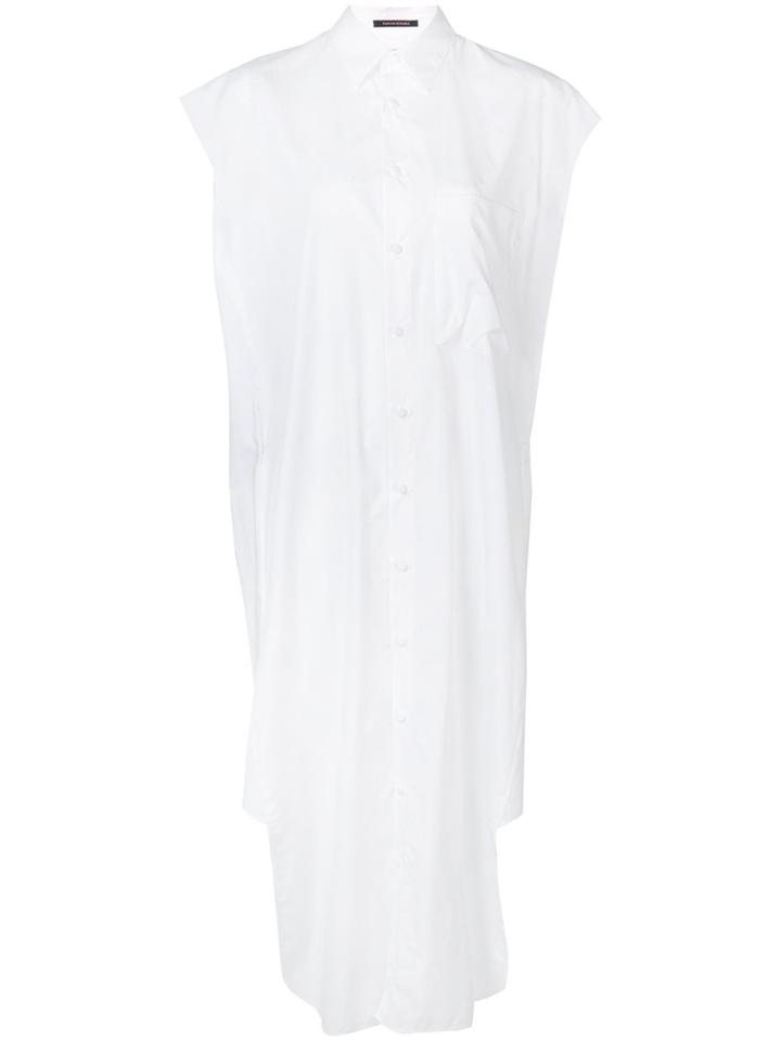 Y's Long Line Step Hem Shirt Dress - White