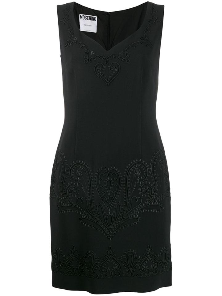 Moschino Vintage Embroidered Mini Dress - Black