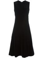 Carven V-neck Flared Dress, Women's, Size: 38, Black, Cotton/acetate/polyester